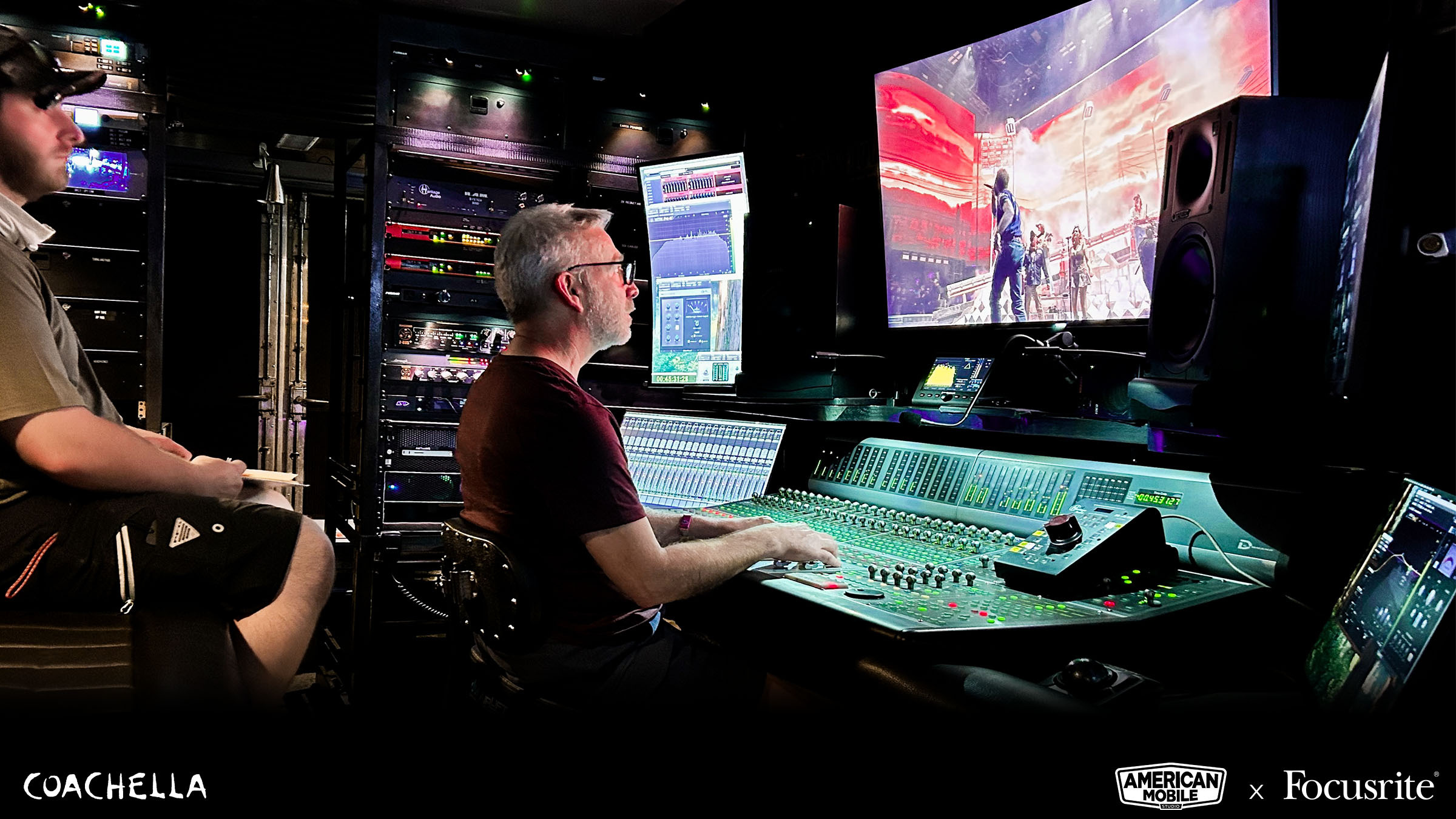American Mobile engineers Steve Weeder and Nate Weeder, pictured in the firm’s broadcast truck at Coachella 2025. American Mobile engineers Steve Weeder and Nate Weeder, pictured in the firm’s broadcast truck at Coachella 2025.